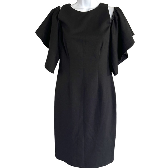 Eliza J Dresses & Skirts - Eliza J | Black Cocktail Dress | Cold Shoulder Ruffle
